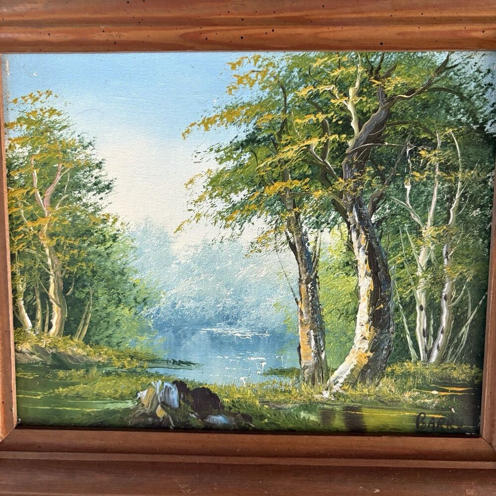 Framed Landscape Oil-Style Wall Art in Green and Brown - Picture 10 of 16